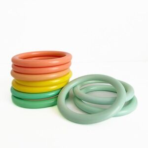 Set Of 10 VTG Bangle Bracelet 1979 Avon Color Go Round Green Yellow Orange‎